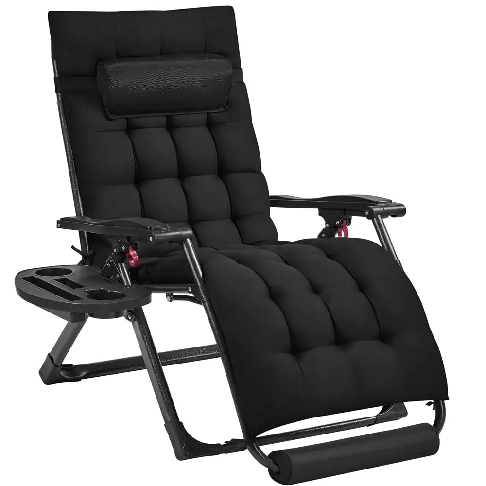 29in Zero Gravity Chair, Foldable Premium Reclining Lounge Recliner w/Removable Pad & Pillow & Side Accessory Tray for, Custom