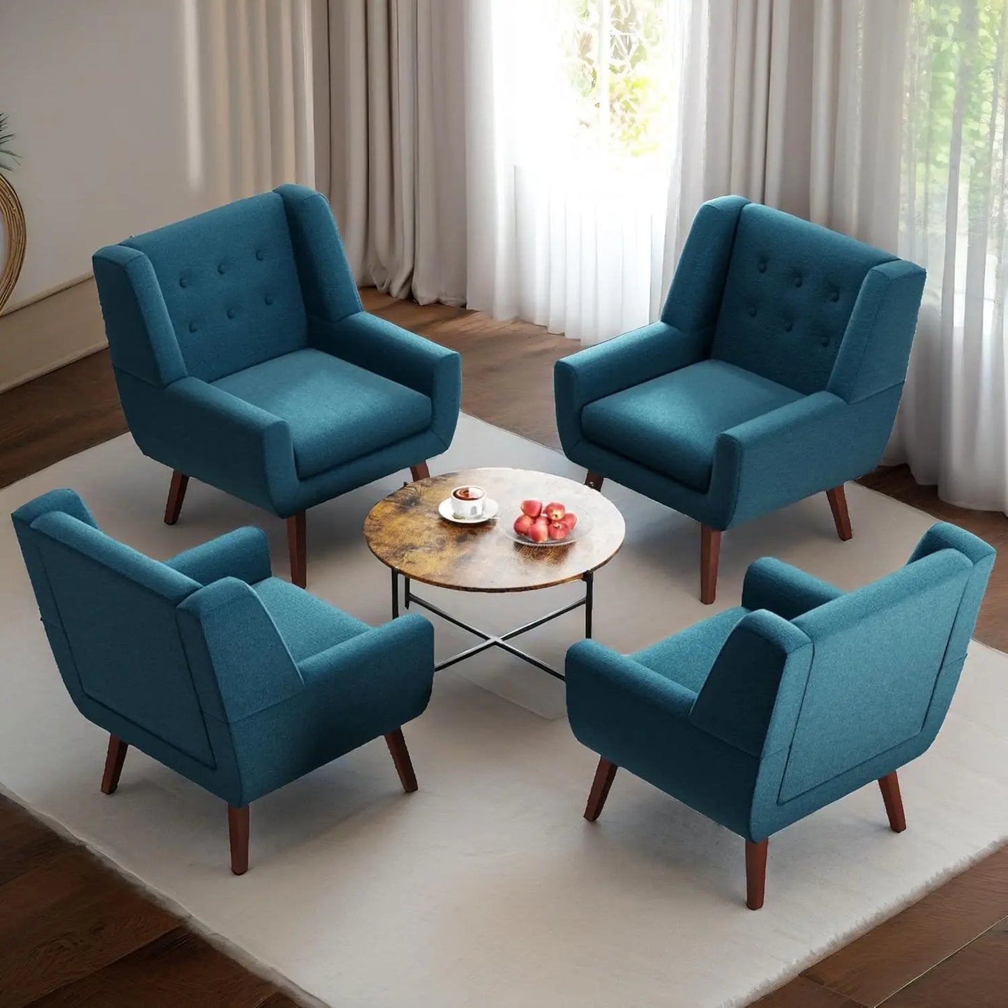 MOYU Accent Chairs Set of 4 Upholstered Button Tufted Armchairs