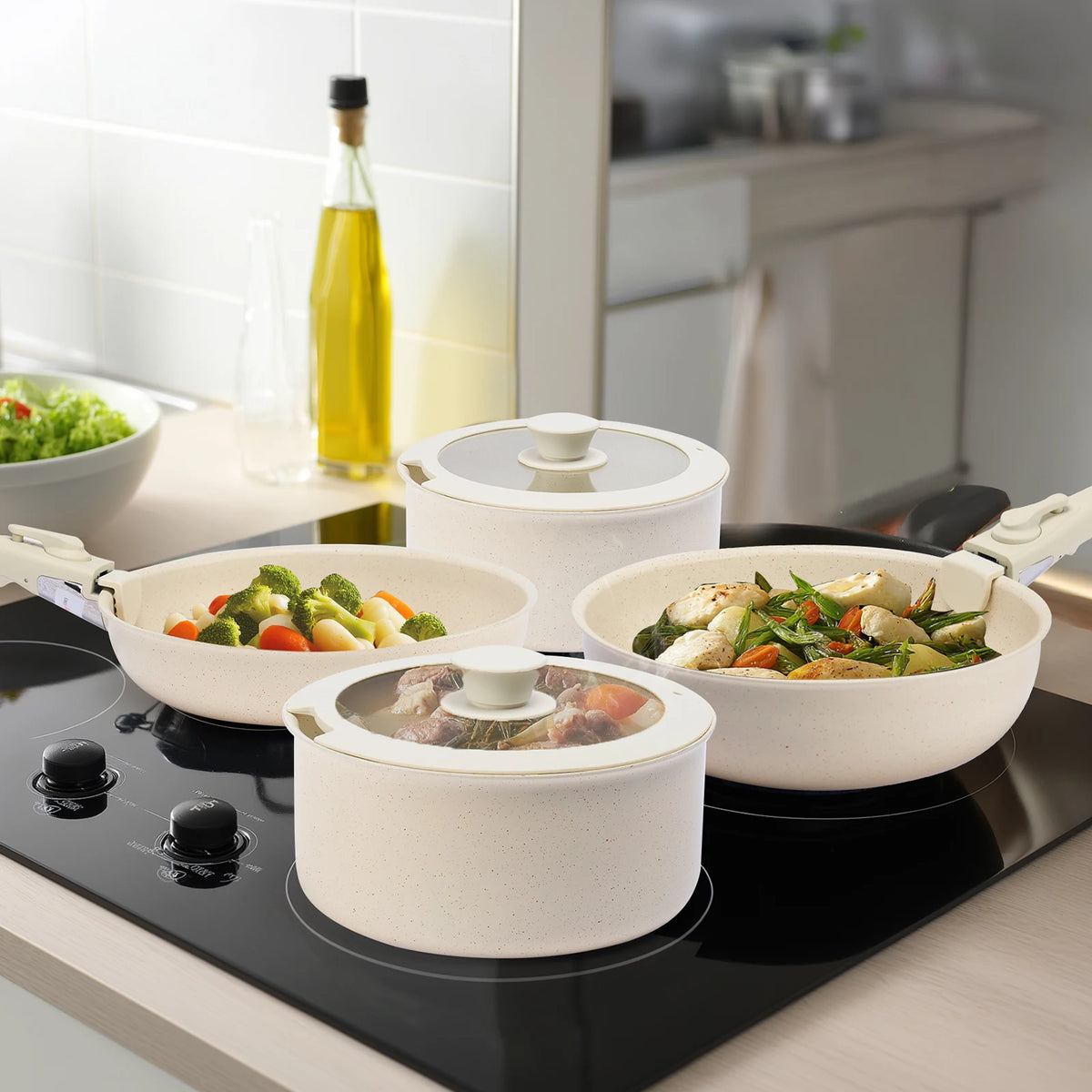Nonstick Granite Pots And Pans Set With Induction Detachable Handles