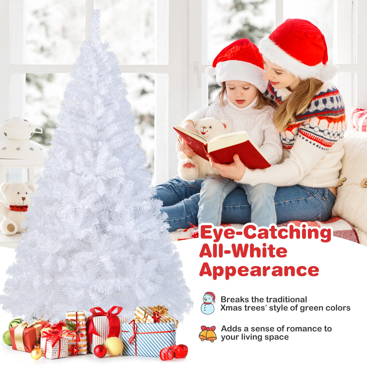 MULTIGOT Unlit Artificial PVC Christmas Tree With Metal Stand