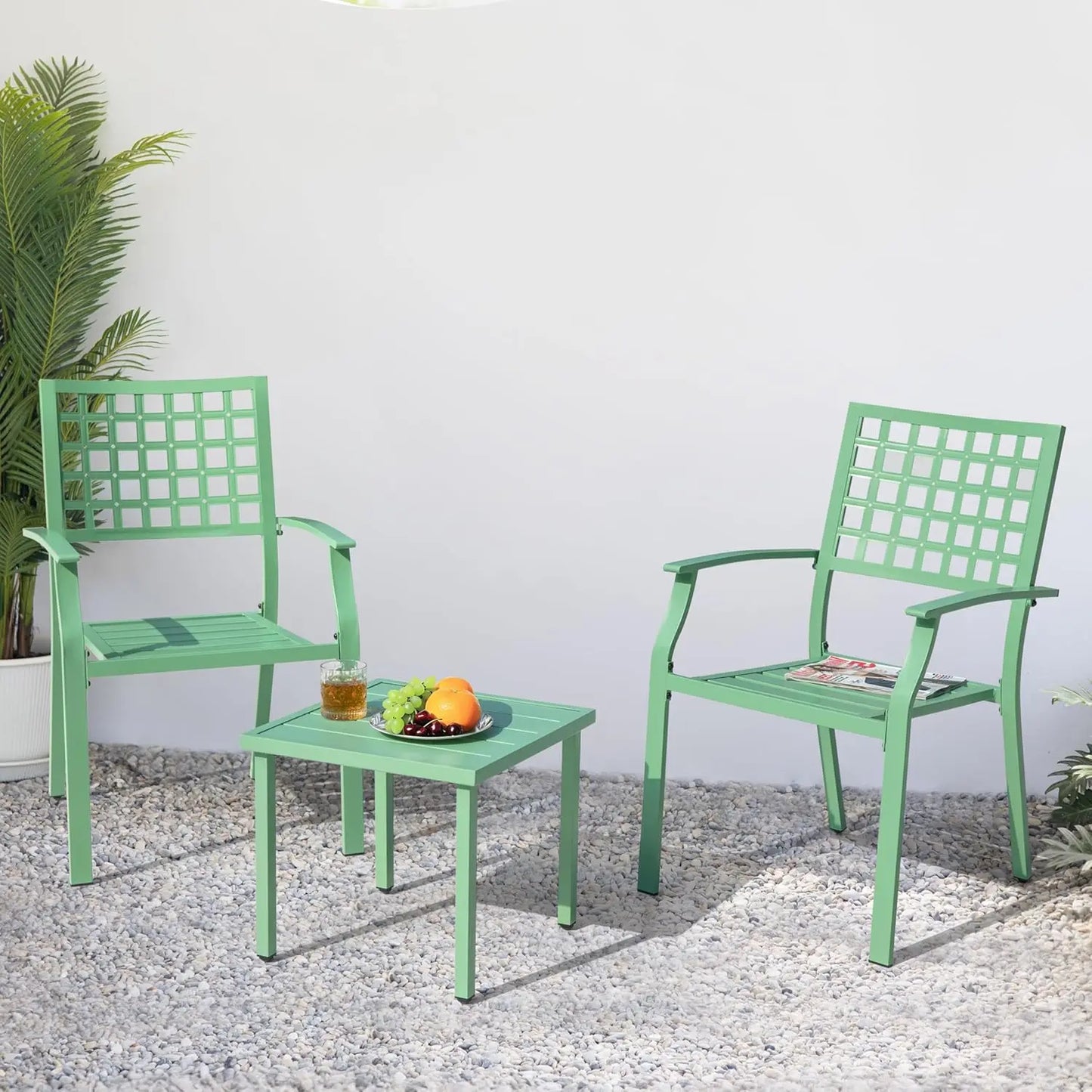 3-Piece Patio Bistro Set, All Weather Breathable Textilene Swivel Chairs and Side Table, Outdoor Patio Furniture Set, Custom