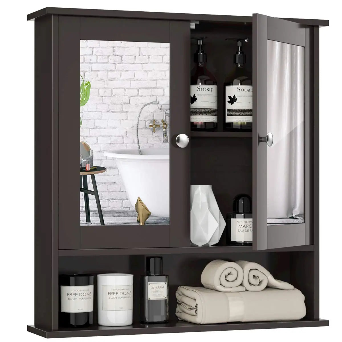 XIUWO Wall Mounted Bathroom Medicine Cabinet With Mirror