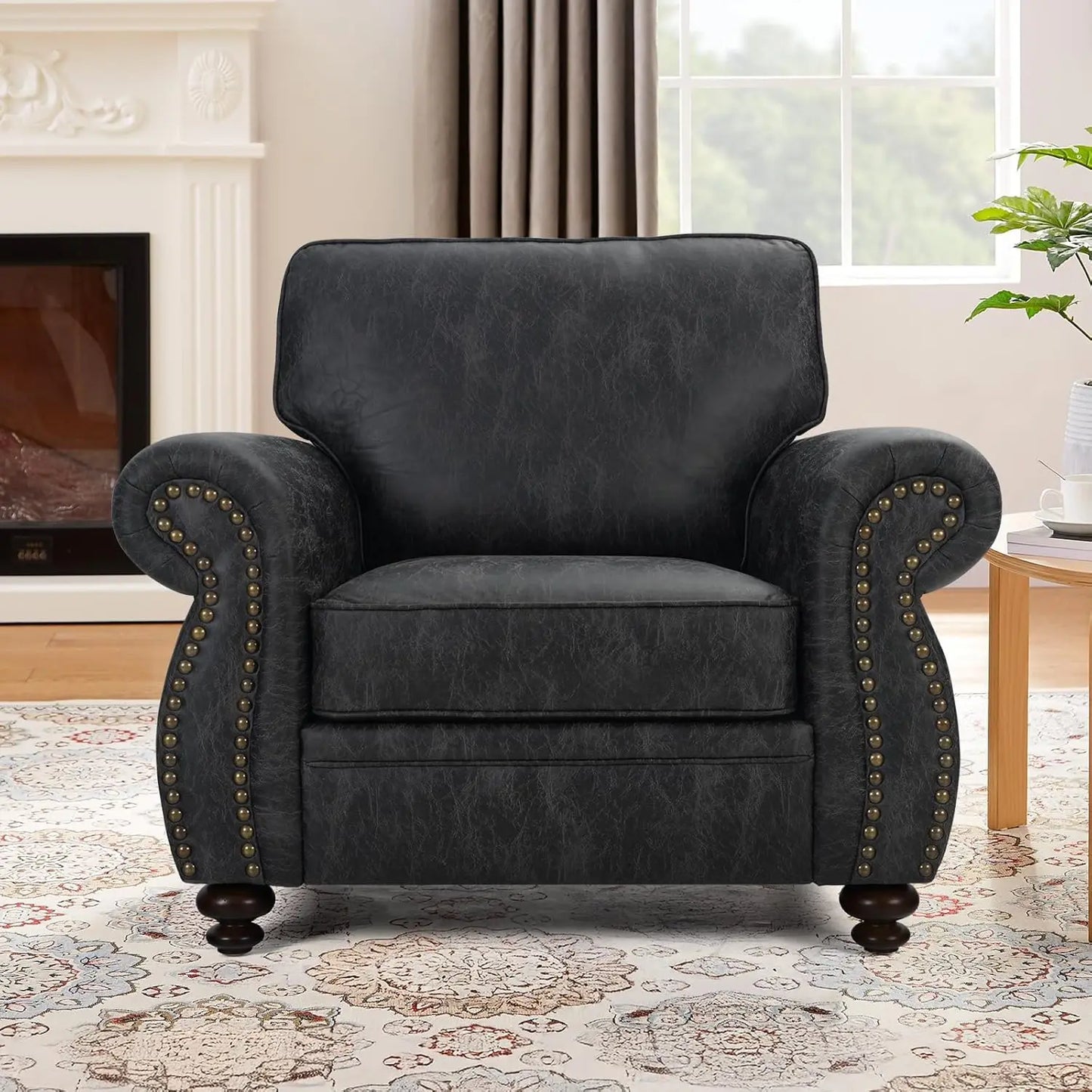 Mid Century Modern Sofa With Rivet Design For Living Rooms