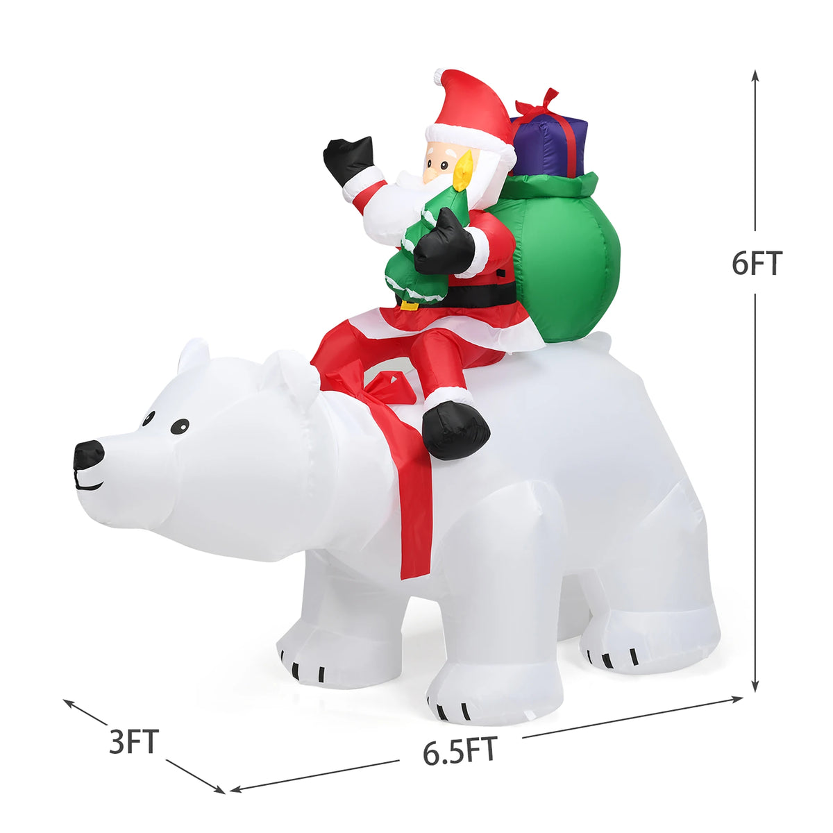 LIFEZEAL Inflatable Santa Riding Polar Bear Christmas Decoration