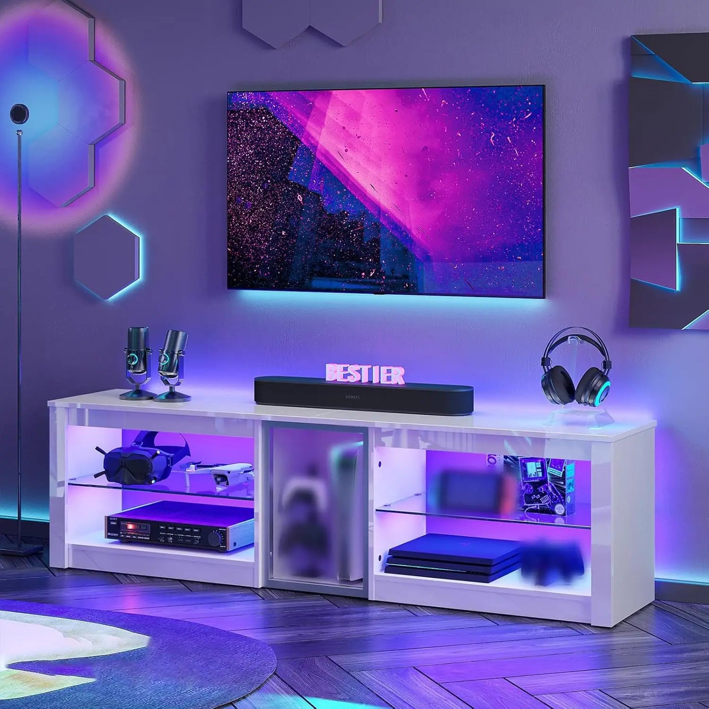 TV Stand and Gaming Entertainment Center for PS5 Modern Console