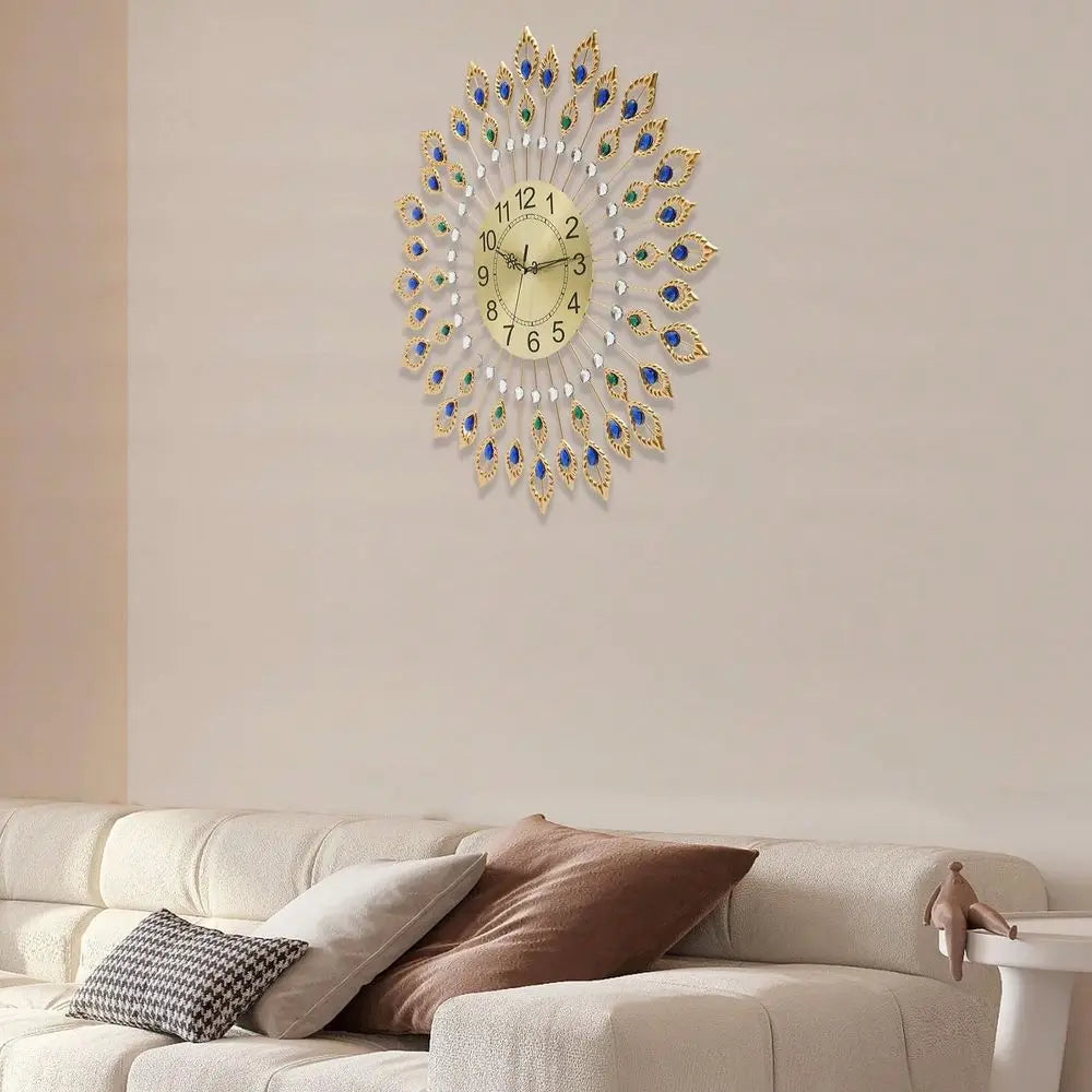 Large Wall Clock Non-Ticking Silent Modern Metal Big Clocks Decorative Wall Clocks For Living Room Dining Room Bedroom Decor, D