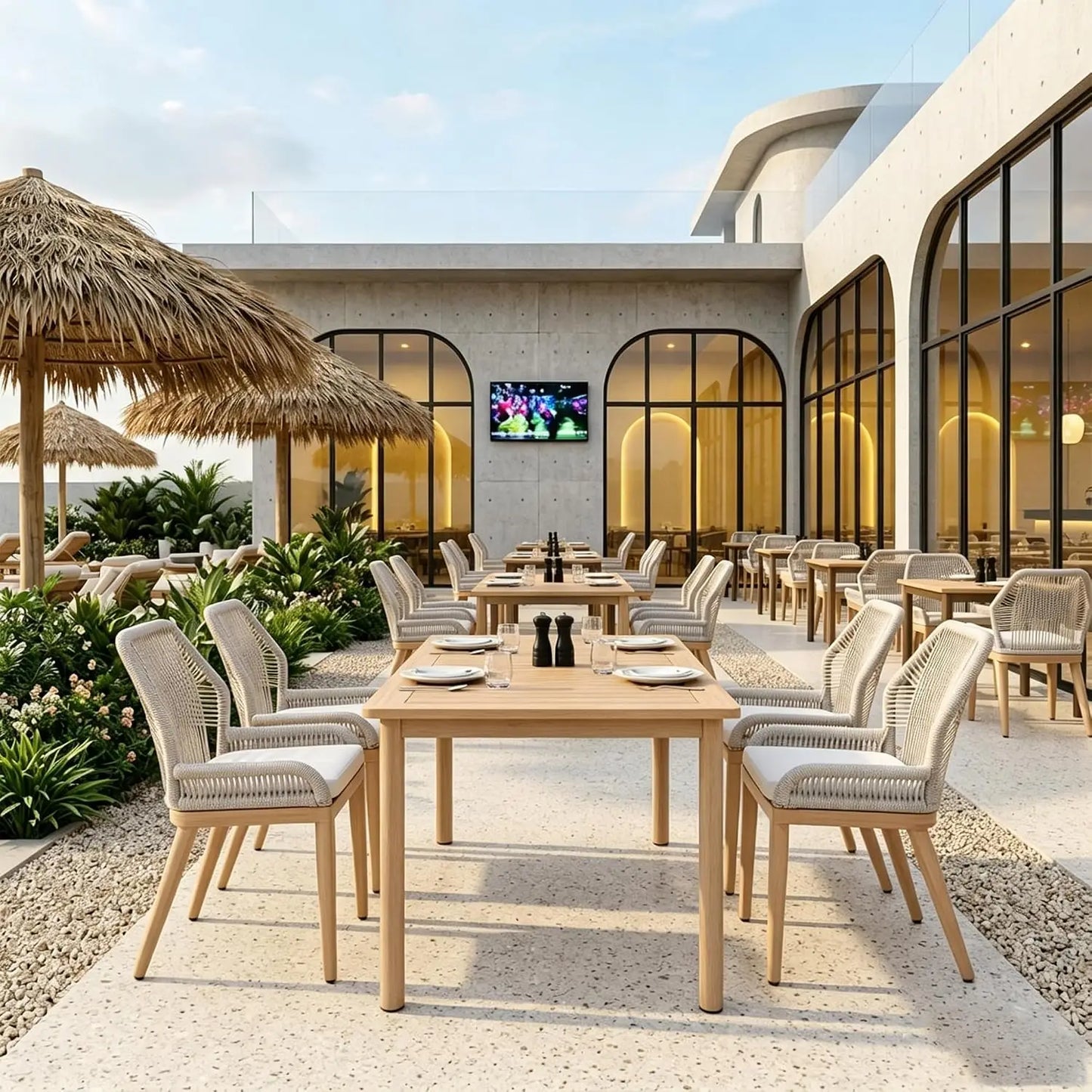 Patio Dining Chair Set 4 Pieces Aluminum Modern Furniture Seating for Garden Kitchen Porch Outdoor Wicker Dining Chairs, Custom