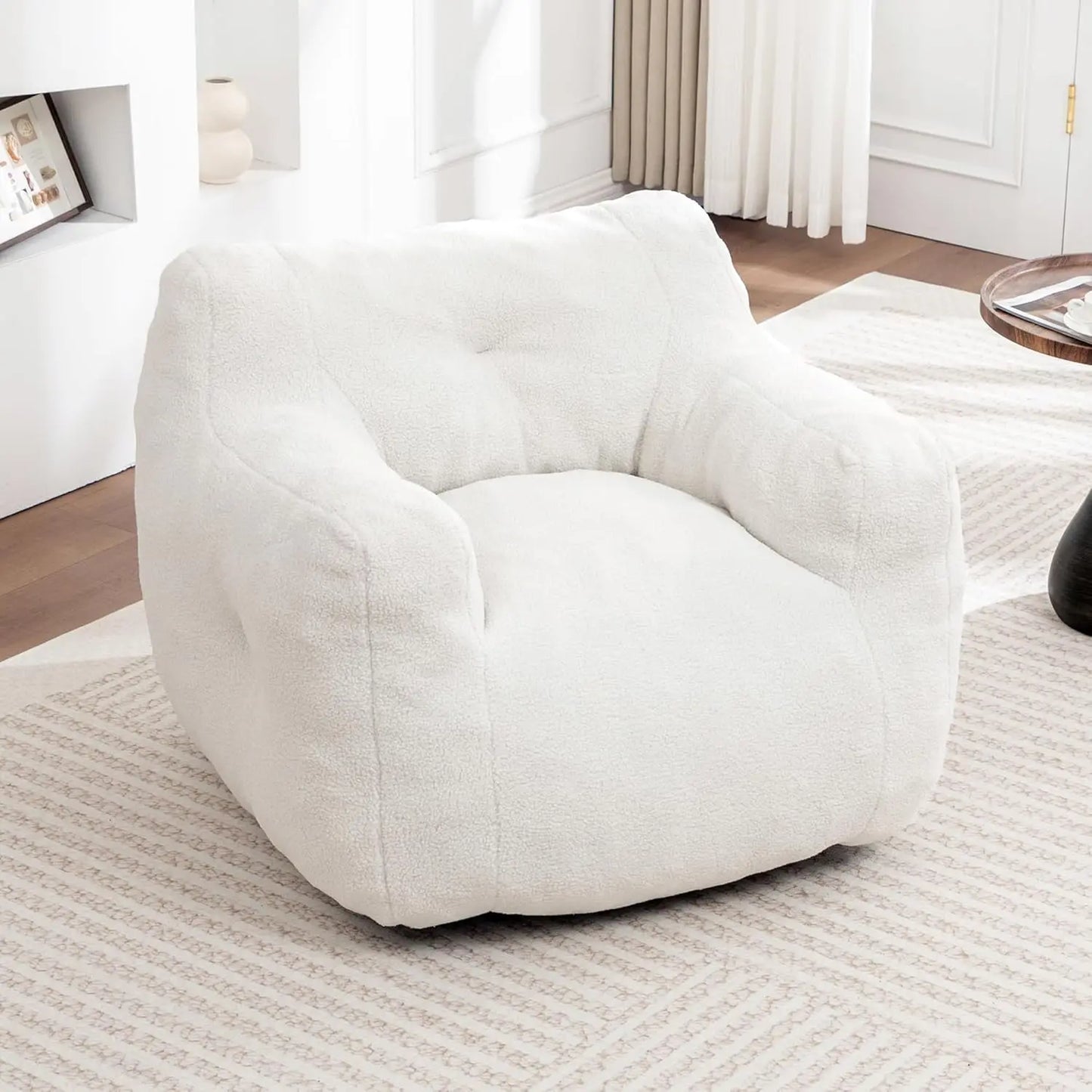 Memory Foam Bean Bag Chair For Adults With Arms FauxFur