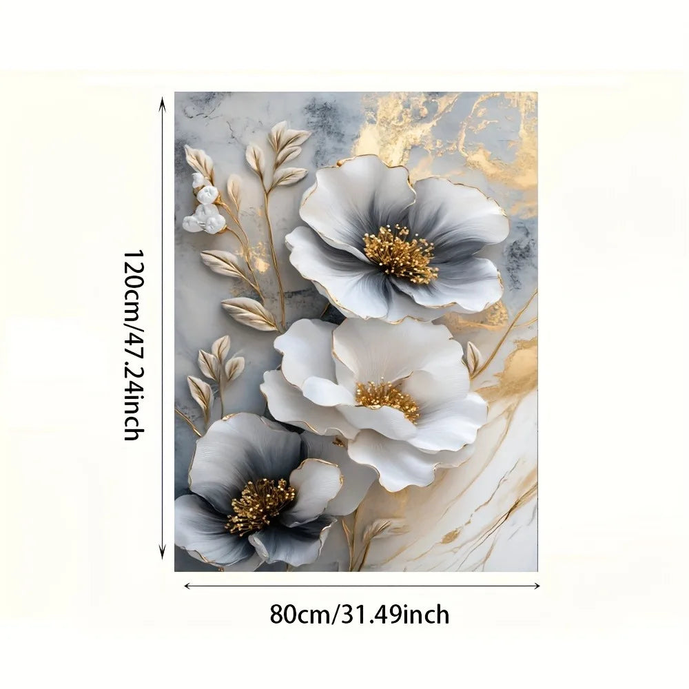 Modern Luxury Floral Canvas Mural 3D Painting For Living Room