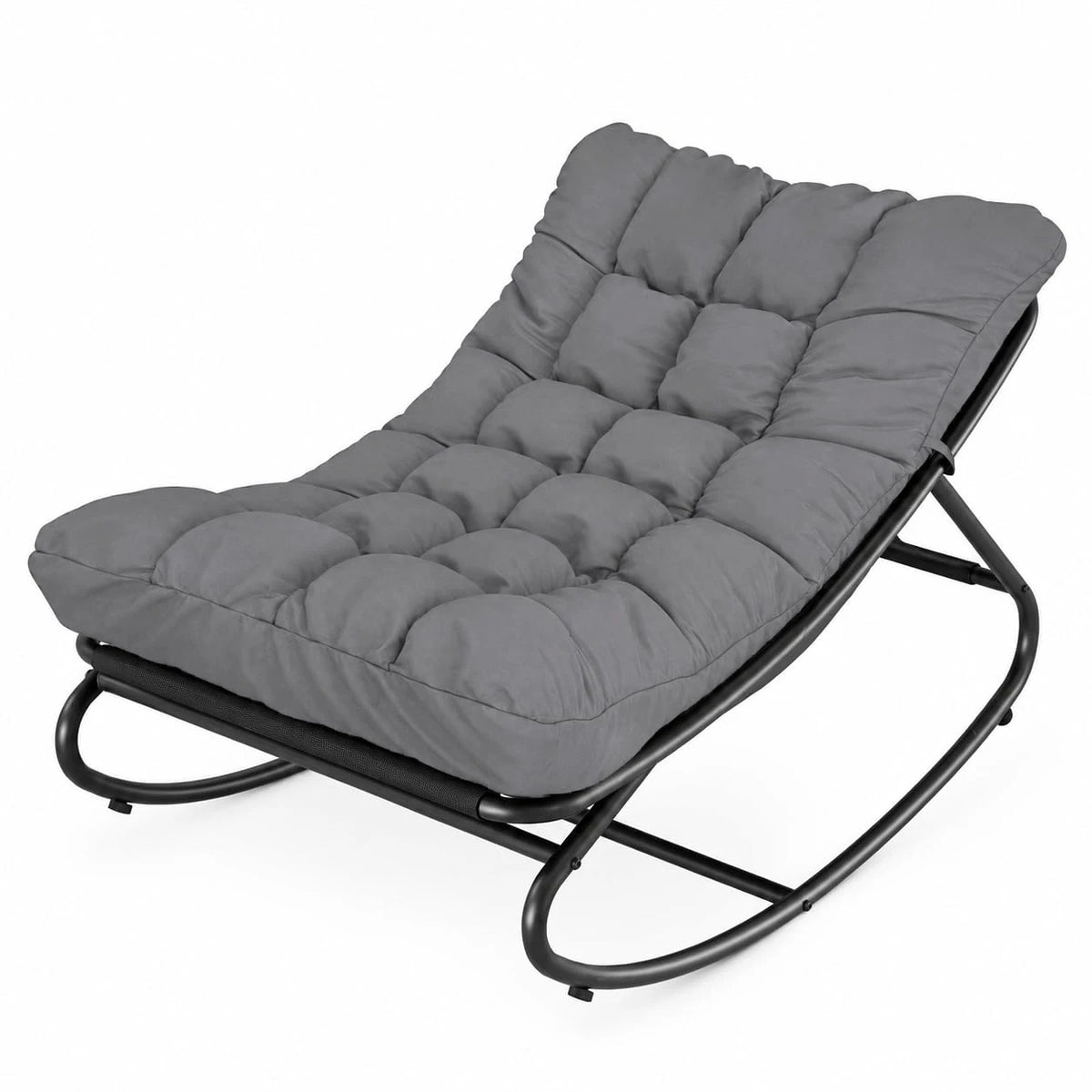 Oversized Patio Rocking Chair – Heavy Duty Metal Frame, Thick Waterproof Cushion, Ergonomic Comfy Lounge Rocker, 400 lbs Capacity, for Outdoor Porch, Garden, Balcony, Backyard