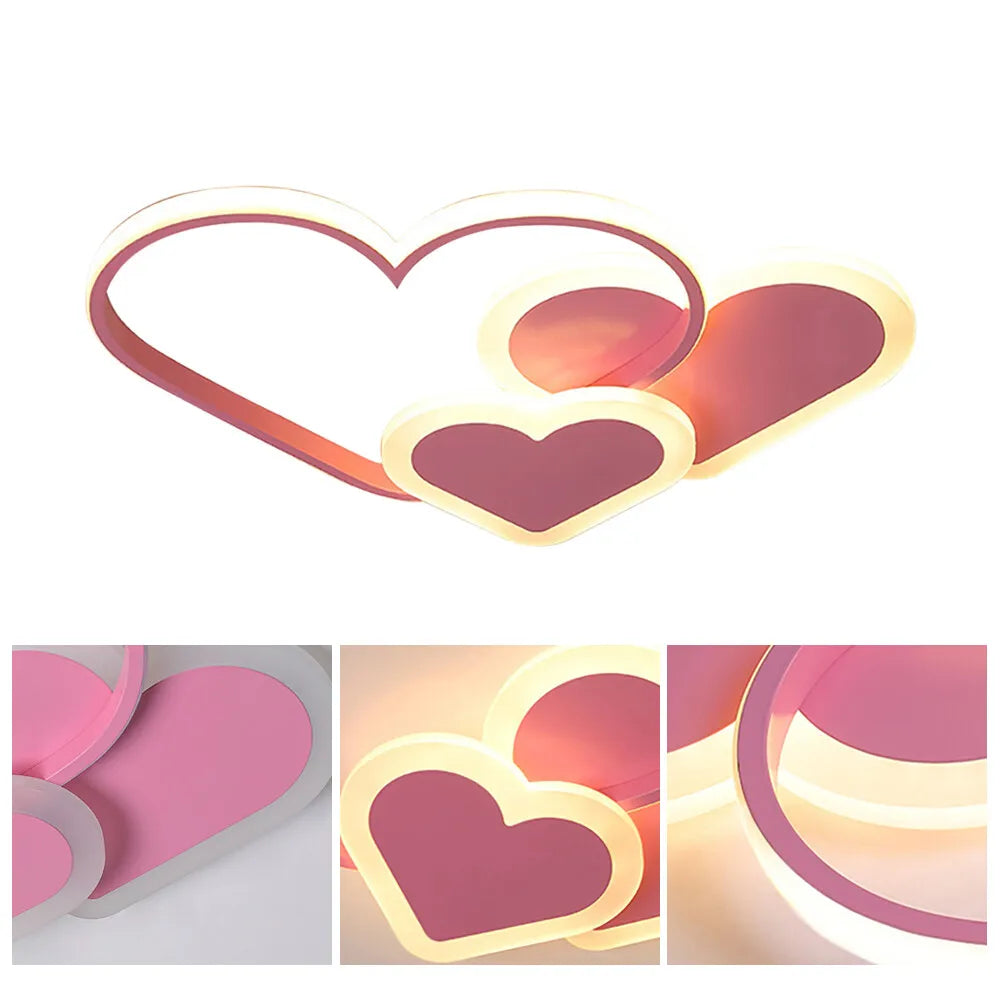 Heart Shaped LED Ceiling Lamp With Remote Control Adjustable Temperature