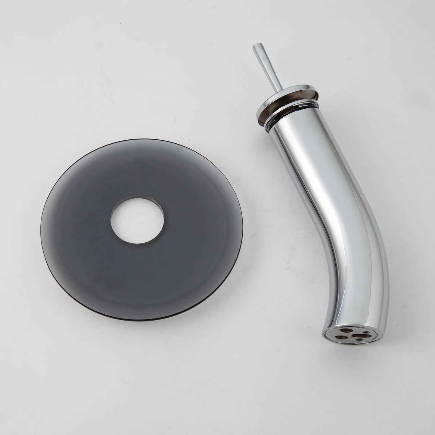 Mekkhala Tempered Glass Vessel Sink With Waterfall Faucet