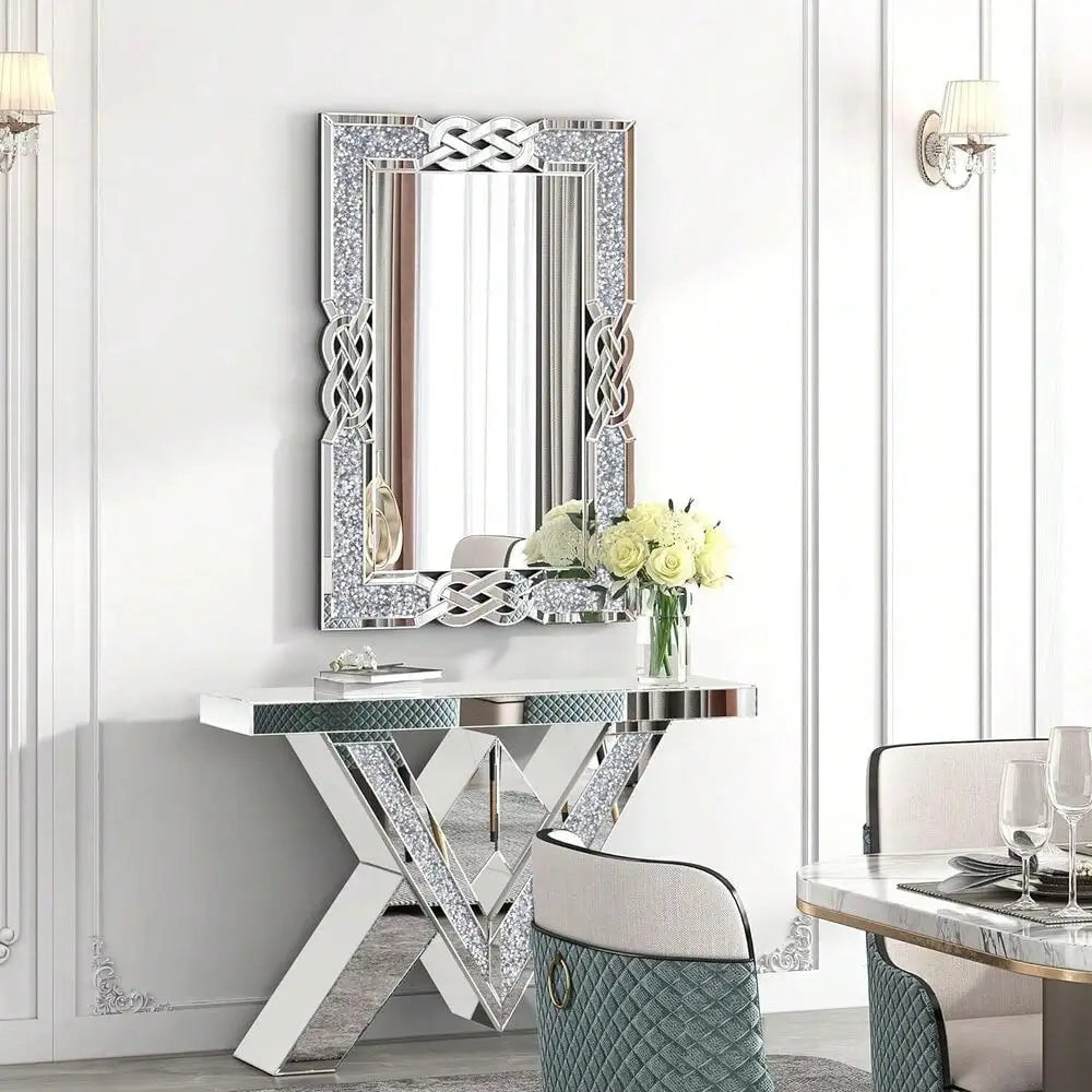 Crystal Crush Diamond Accent Mirror For Wall Decor