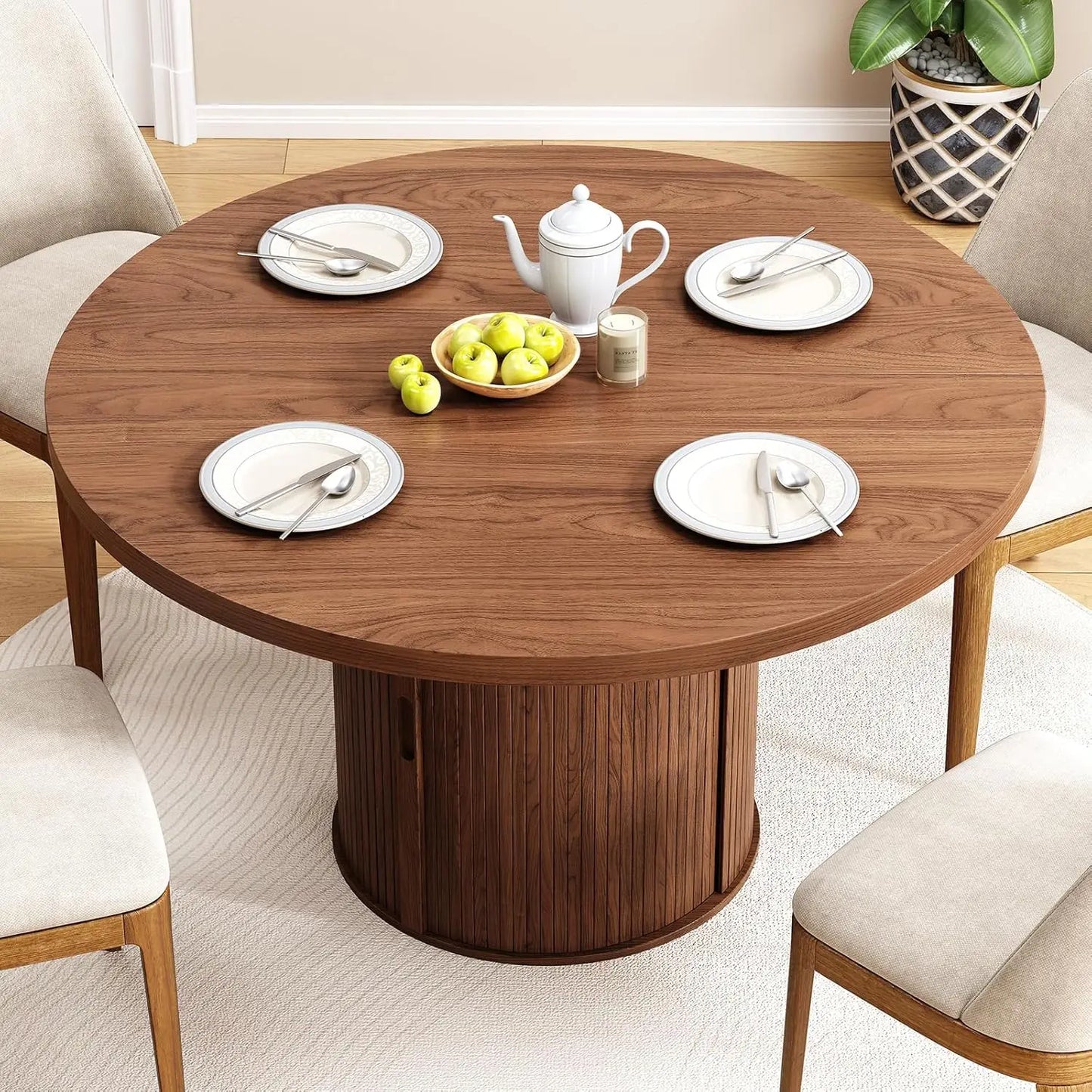 MOYU Round Dining Table For Four Modern Farmhouse Circle Table