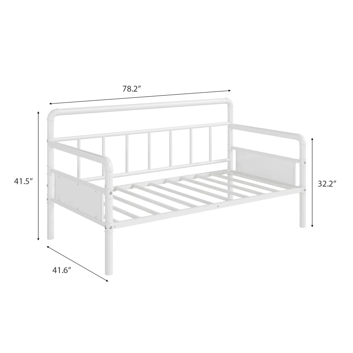 Heavy Duty Metal Daybed Frame Steel Slats Support Noise-Free Headboard Sofa Bed for Living Room Bedroom Guest Room, No Box Spring Needed