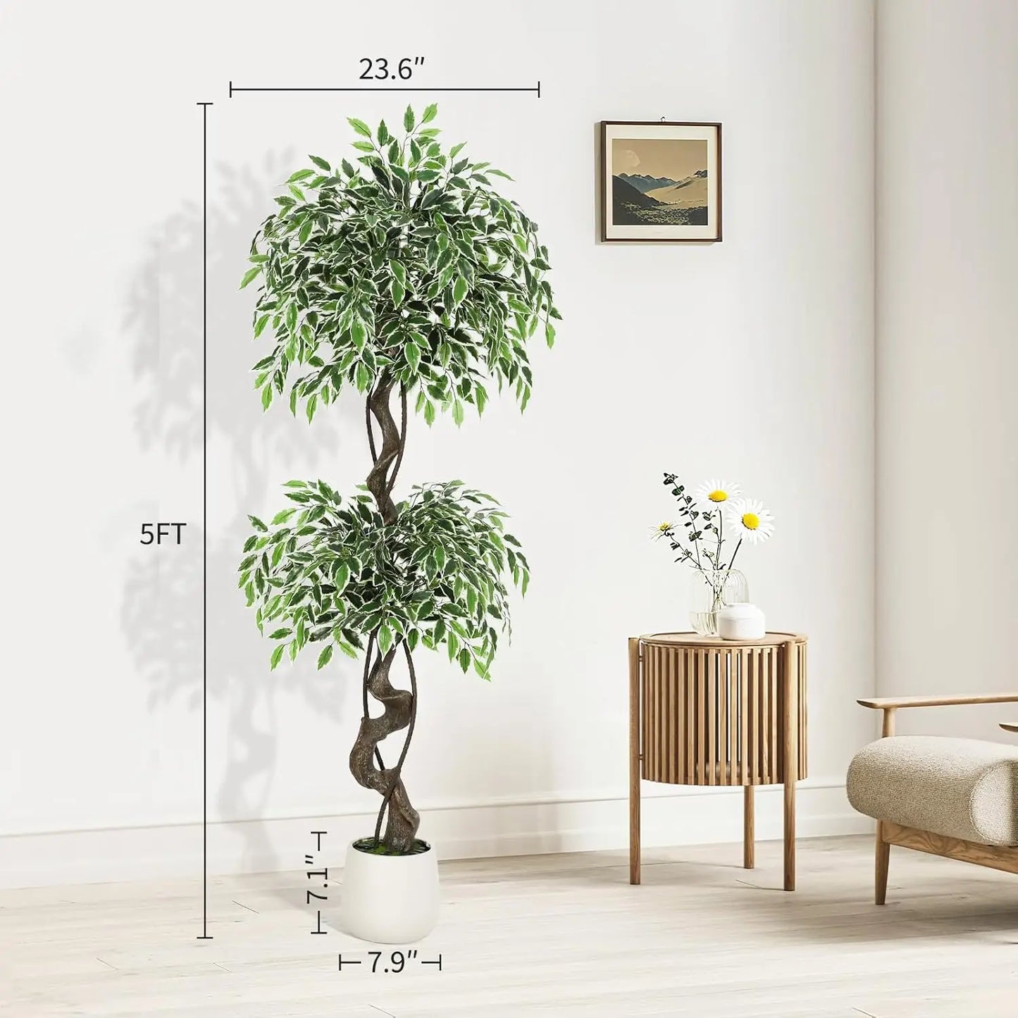 HiMISS Artificial Ficus Tree Indoor Outdoor Decorative Floor Plant