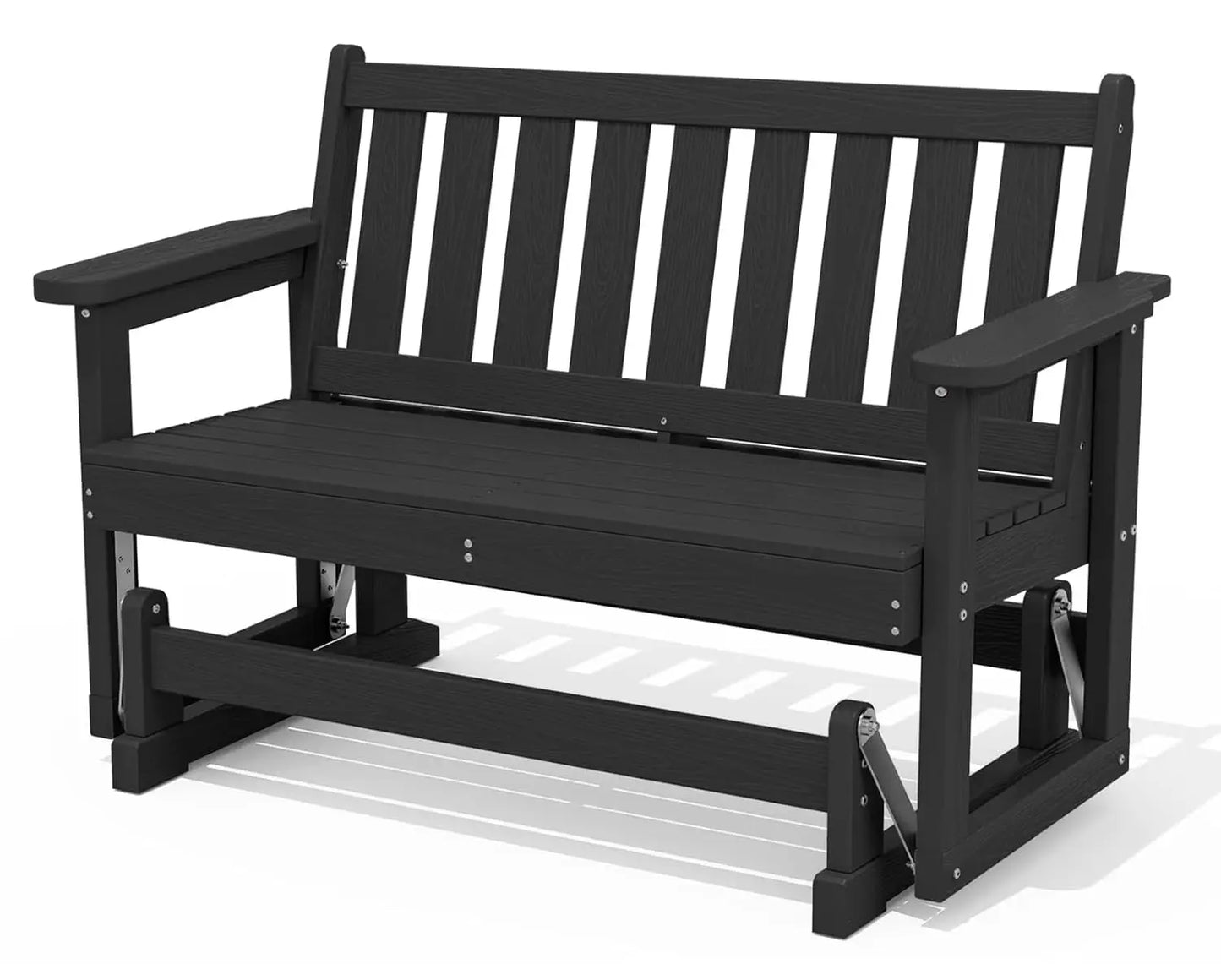 Heavy Duty HDPE Glider Bench All Weather Swinging Seat Porch Garden 660LBS Capacity Deep Navy, Custom