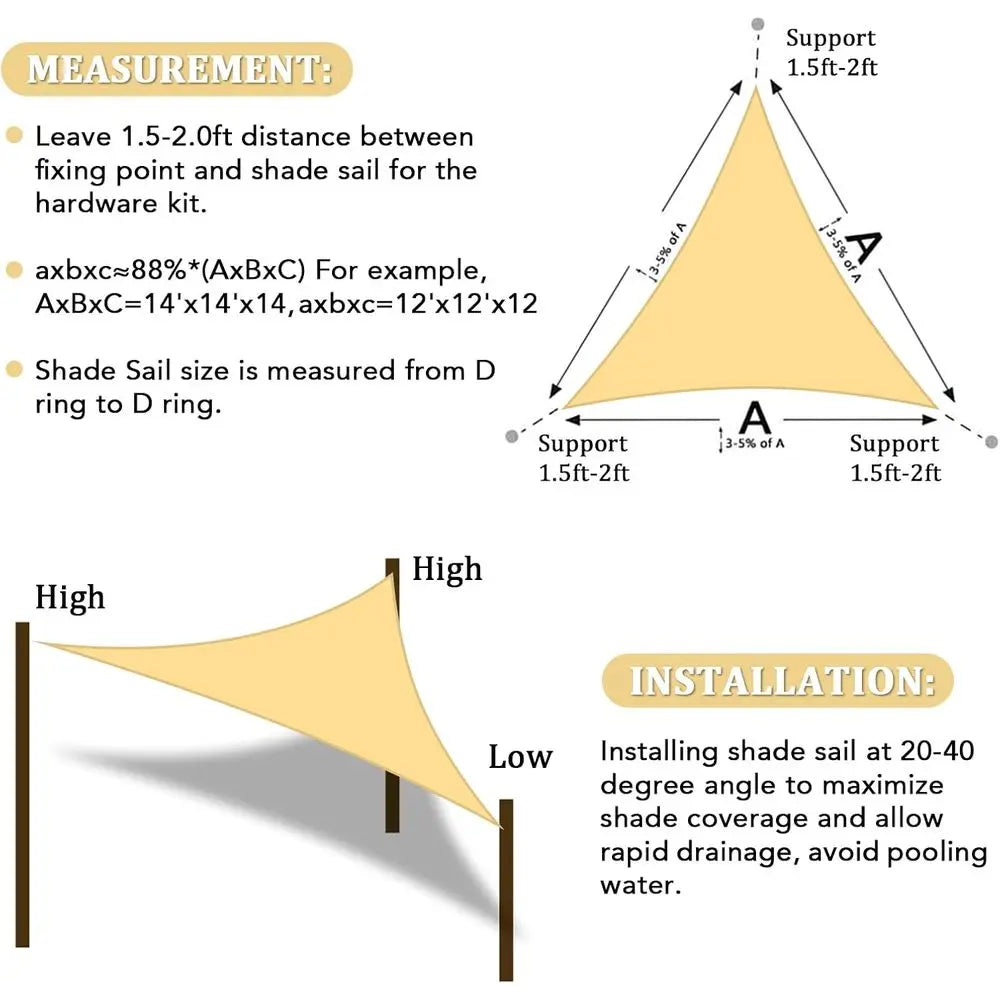Custom Sun Shade Sail 16'x18'x24.1' e Sun Sail Shades Patio UV Block Breathable or Garden Yard Activities, Sand (We Make Custom
