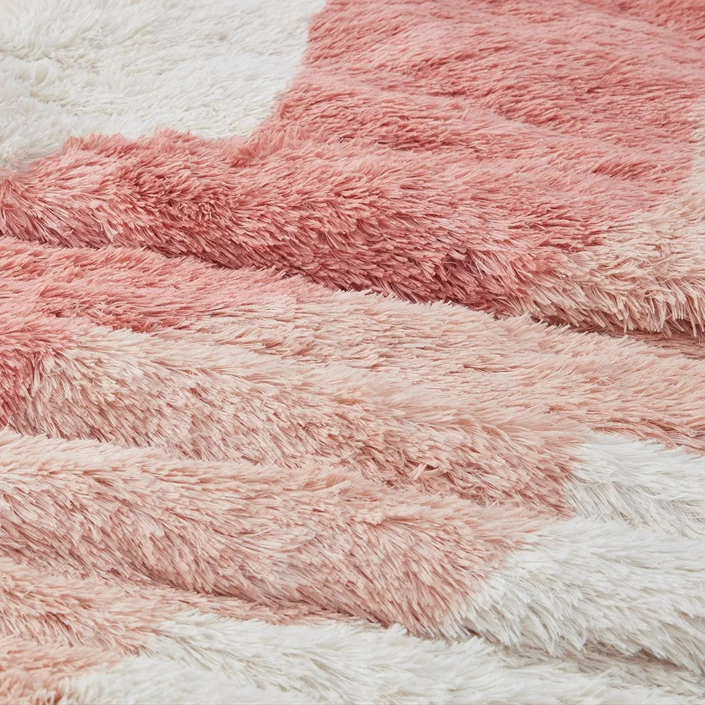 NONECN Ombre Shaggy Faux Fur Comforter Set Polyester Bedding