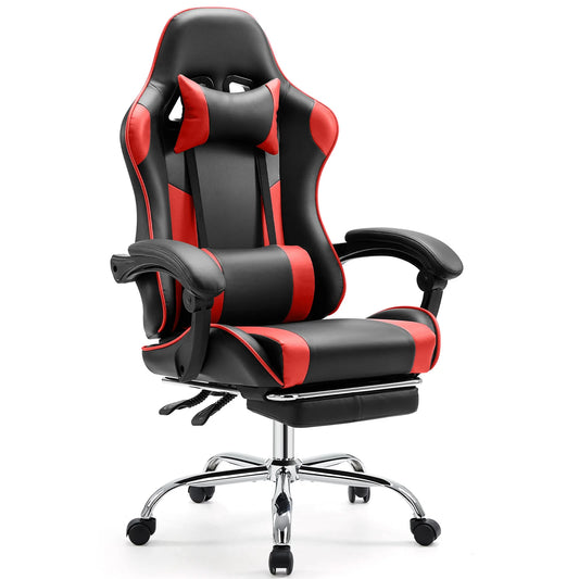 JHK Gaming Chair Adjustable Swivel With Headrest And Lumbar Support