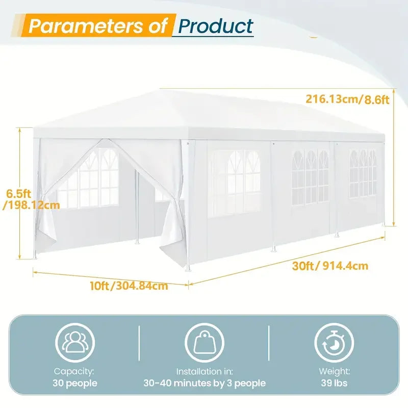 Tooluck Outdoor Party Tent With Removable Sidewalls, Waterproof