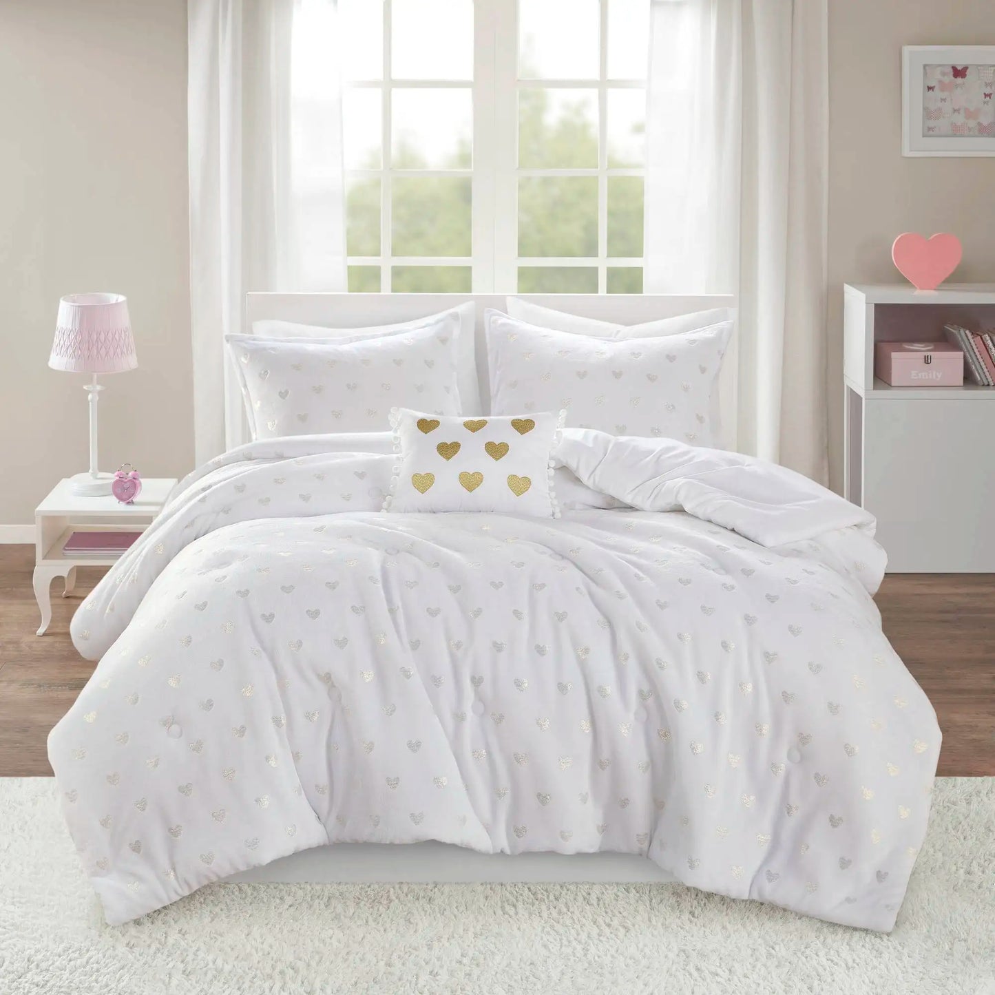 Nonecn Metallic Printed Plush Comforter Set 4 Piece