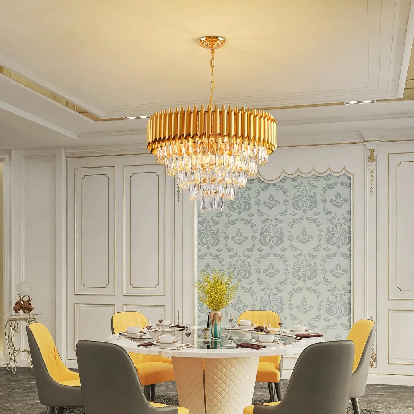 5 Tier Raindrop Crystal Chandelier For Living Room And Dining Room