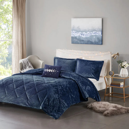 NONECN Velvet Comforter Set With Throw Pillow 100 Percent Polyester