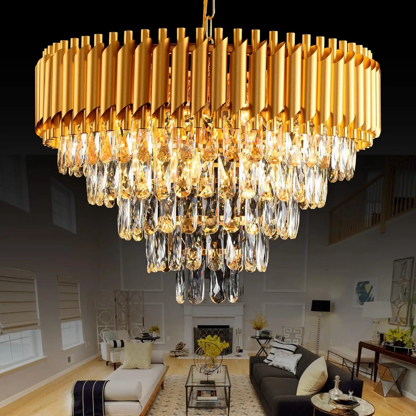 5 Tier Raindrop Crystal Chandelier For Living Room And Dining Room