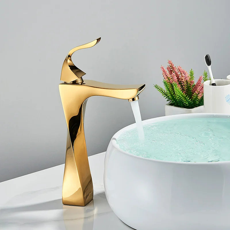 Basin Faucet Black Bathroom Basin Mixers Deck Mounted Cold Hot Taps Single Lever Lavatory Sink Faucet Gold Washing Tap