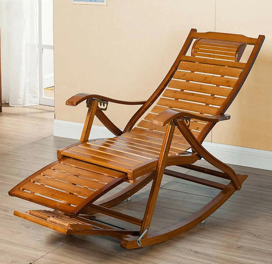 Bingopaw Heavy Duty Bamboo Rocking Chair Lounge Recliner Outdoor