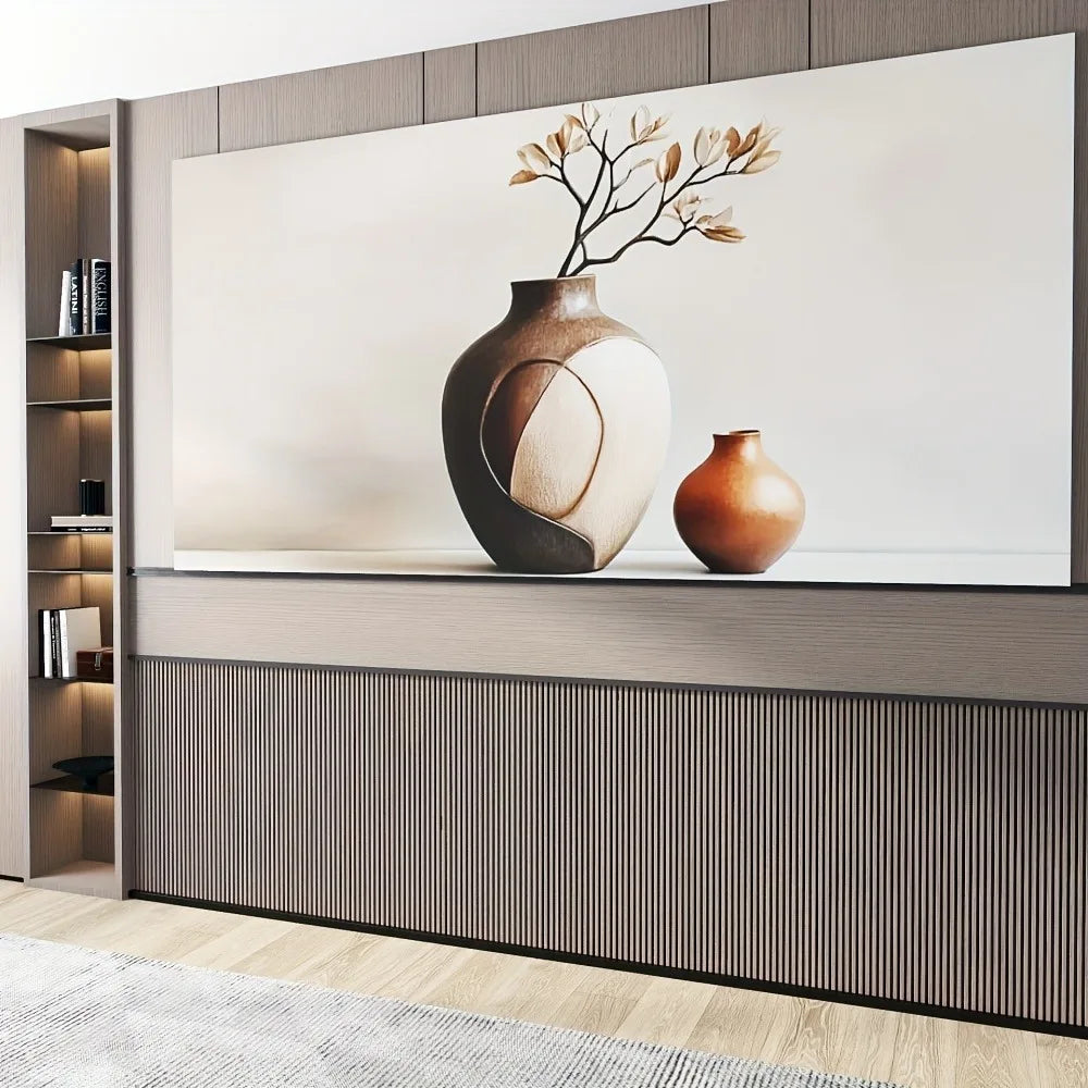 Modern vase canvas art print with solid pine frame - elegant minimalist trim - 1.5 inches thick