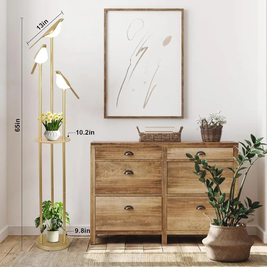 MDNG Floor Lamp With Shelves Modern Mid Century Standing Lamp LED