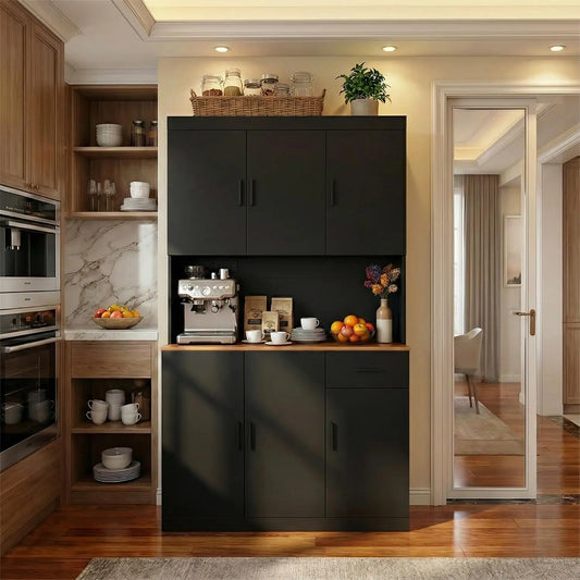 MOYU Pantry Cabinet With Power Outlet Freestanding Kitchen Storage