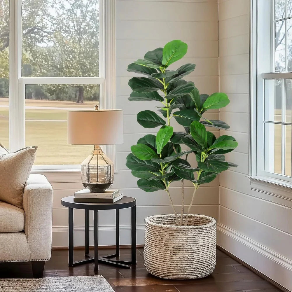 Artificial Tree Faux Fiddle Leaf Fig Tree 4/5/6ft Tall Ficus Tree Artificial for Home Decor Fake Lyrata Fig Plants with Pot
