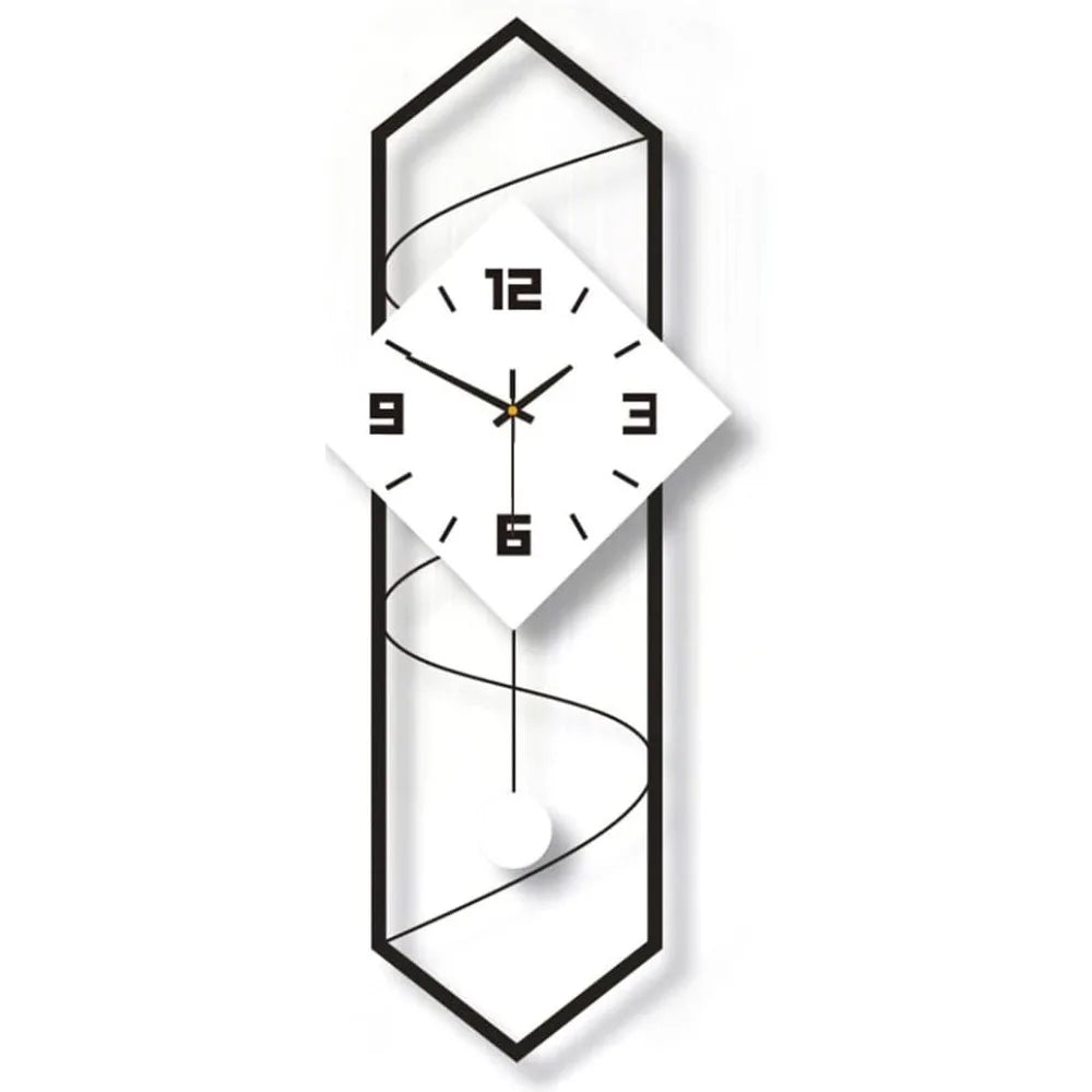 Swing Quartz Silent Wall Clock Modern Metal Home Decor Pendulum