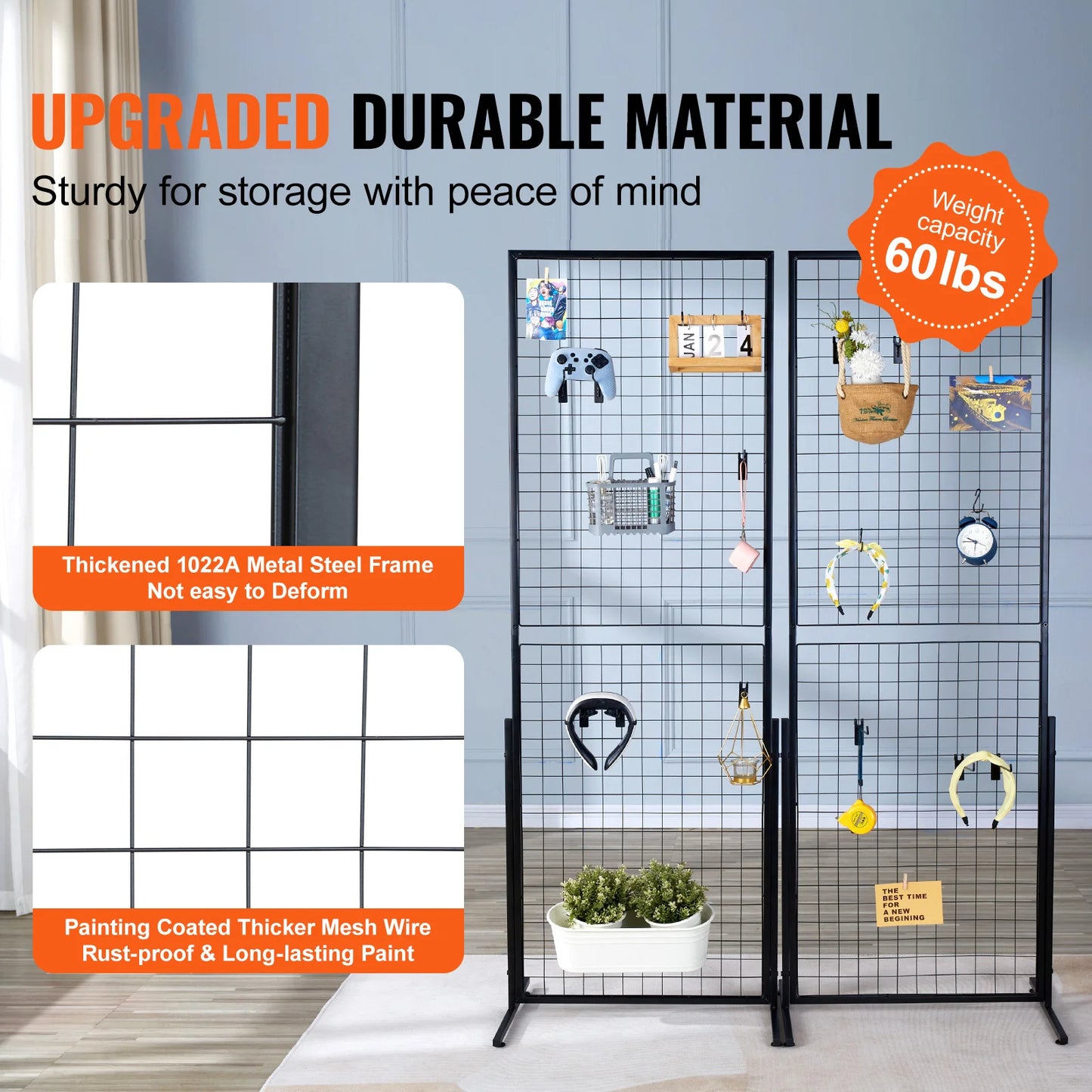 SucceBuy Grid Wall Panels Double Side Gridwall Display Racks
