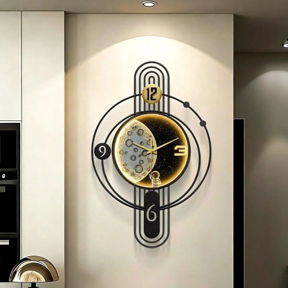 31x20 Inch Large Illuminated Wall Clock, Modern Large Wall Clock Suitable, Stylish And Creative, Metal Frame Silent N