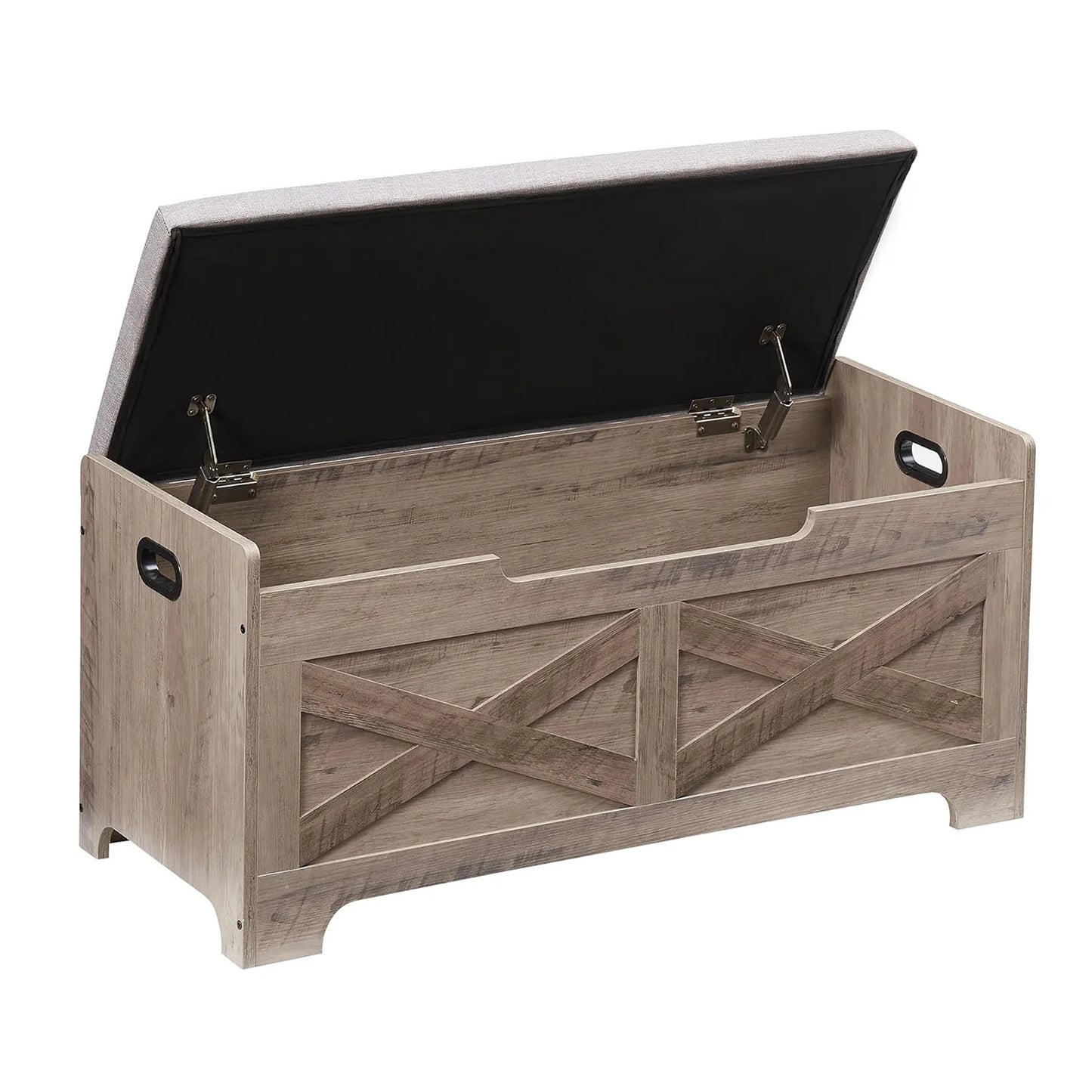 Storage Chest Wood Storage Bench with Seating and 2 Safety Hinge Farmhouse Entryway Bench with Storage for Bedroom Living Room