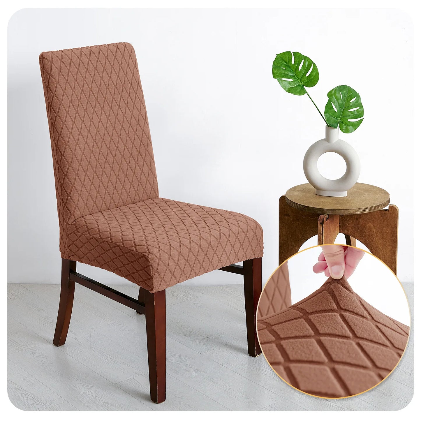 NONECN Jacquard Chair Cover Set Diamond Pattern Elastic Slipcovers