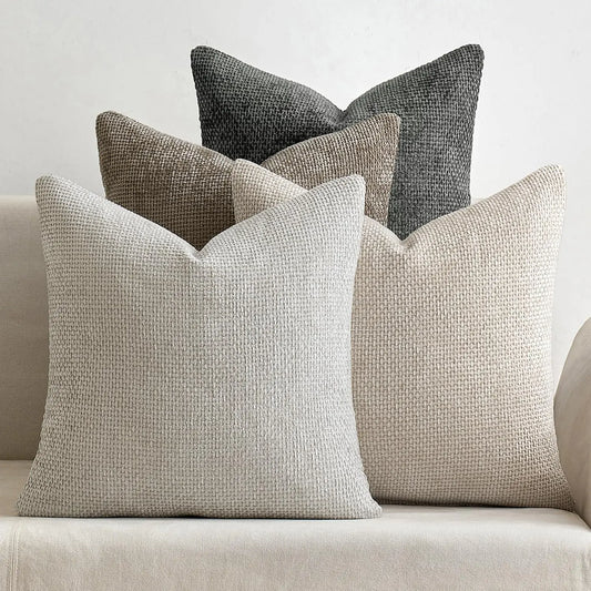Four Pack Chenille Pillow Covers for Modern Farmhouse Decor