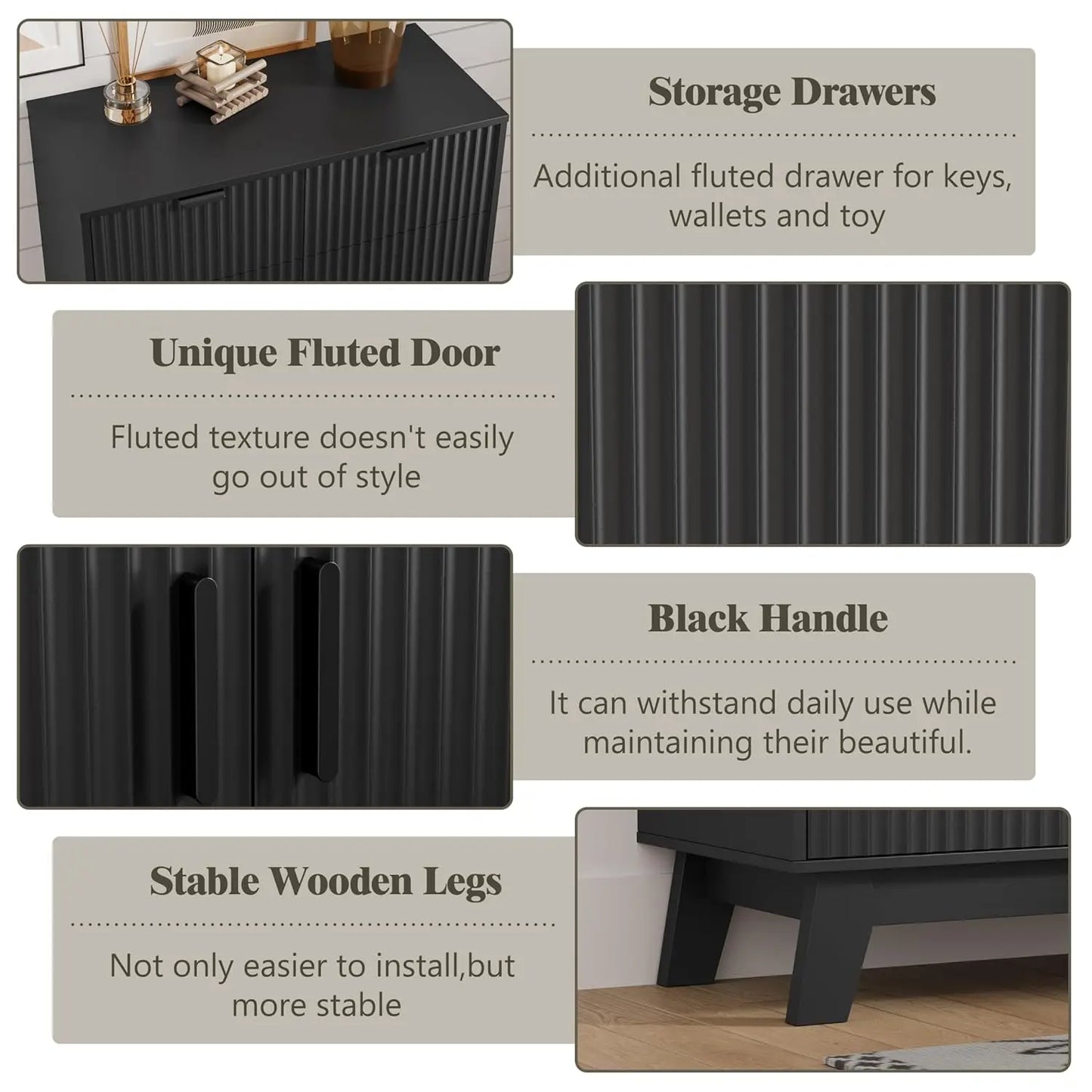 Shoe Cabinet Storage for Entryway with Doors, 4 Tier Fluted Shoe Organizer with 2 Drawers, Entryway Shoe Storage with, Custom