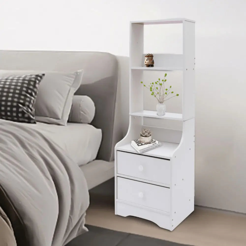 Modern Nightstand With 2 Drawers, Tall Bed End Table/Bedside Table For Bedroom Living Room, Bed Side /Night Stand Wit