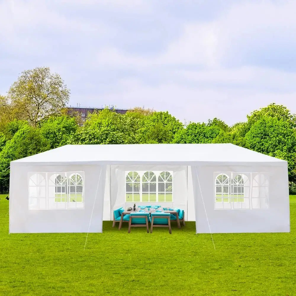 Large Outdoor Party Tent Seven-Sided Iron e Pe abric Party Tent Sunshade and Rain Shelter Gazebo Spiral Tube Contion Suitable or