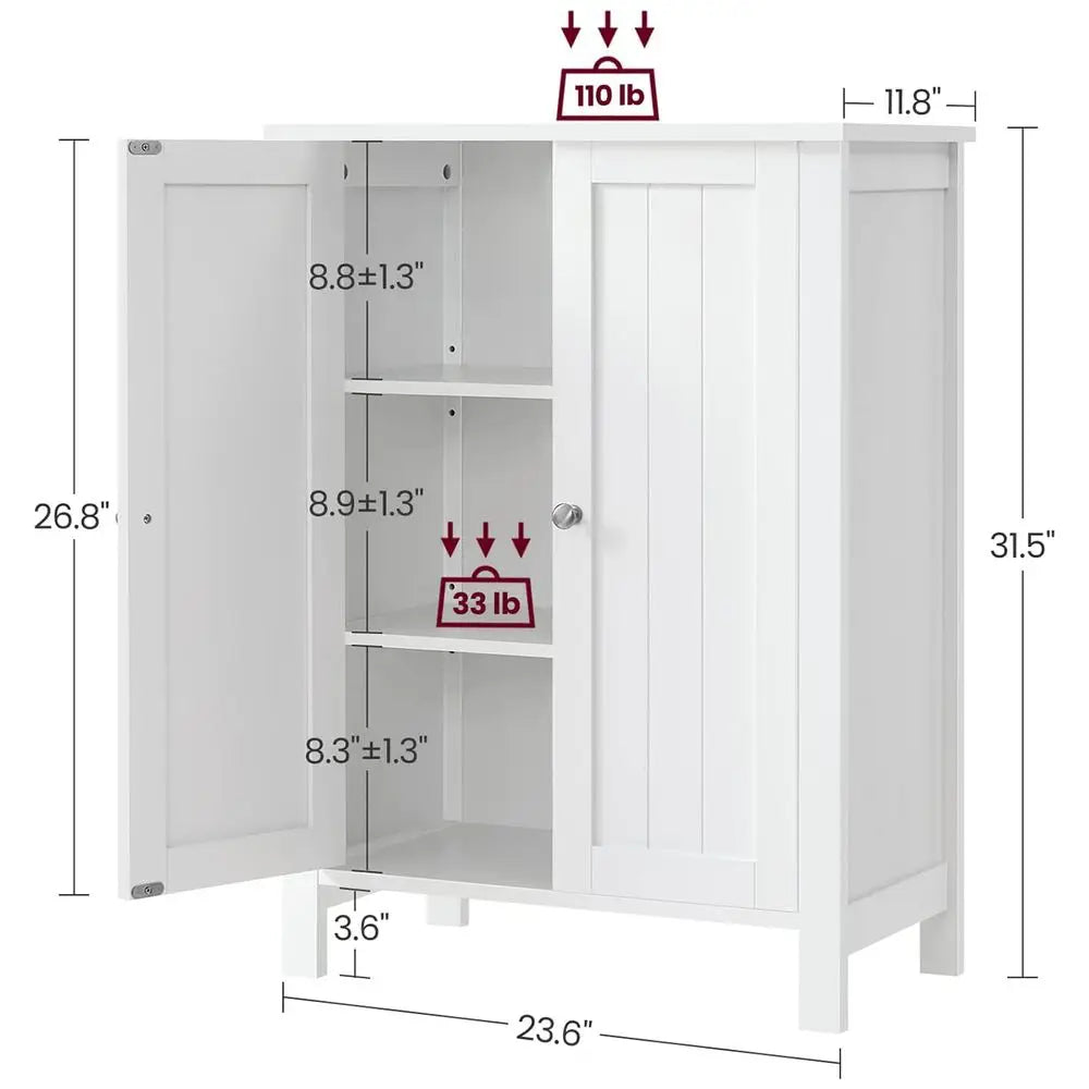 Bathroom Floor Storage Cabinet, Bathroom Storage Unit With 2 Adjustable Shelves, Cabinet Freestanding, 11.8 X 2