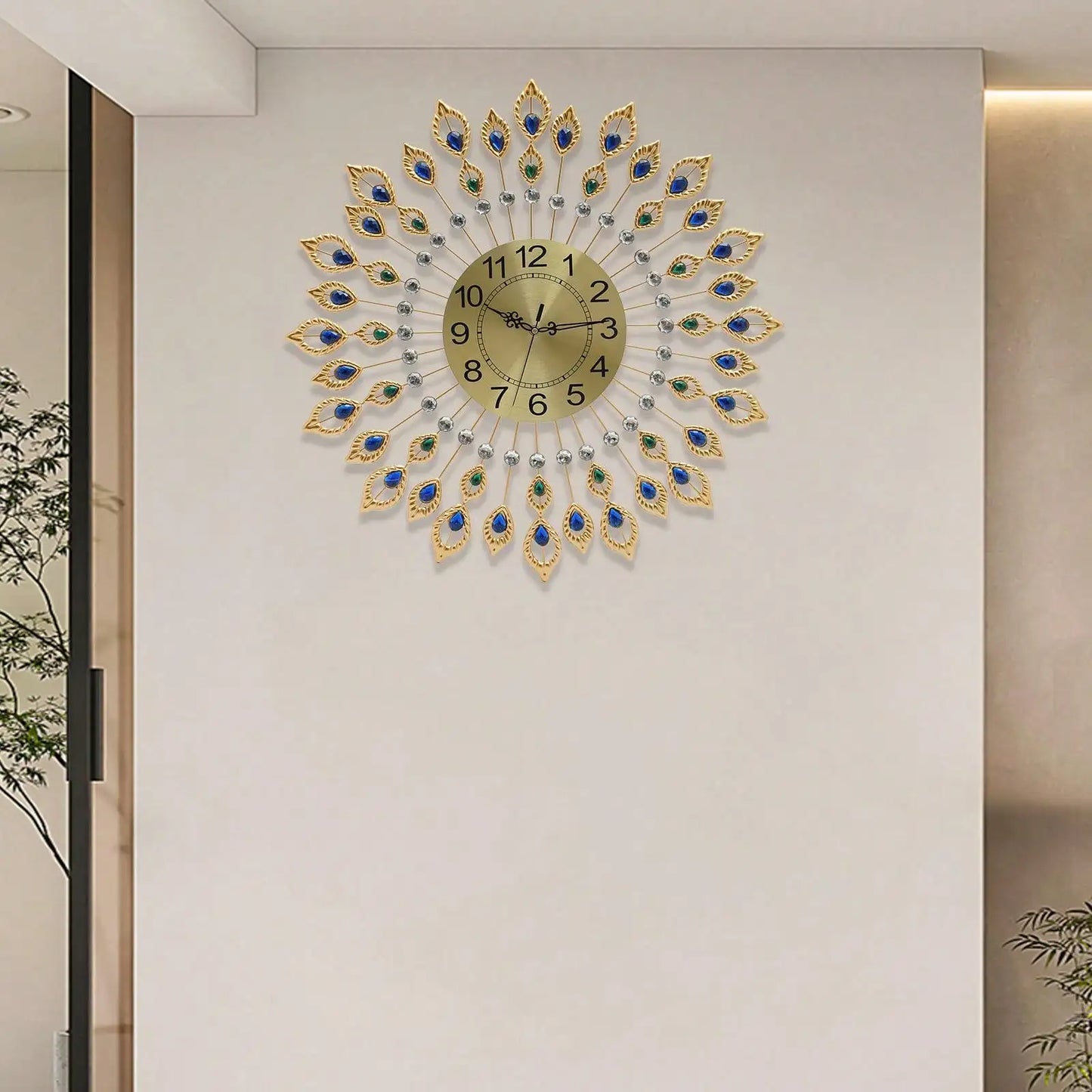 Large Wall Clock Non-Ticking Silent Modern Metal Big Clocks Decorative Wall Clocks For Living Room Dining Room Bedroom Decor, D