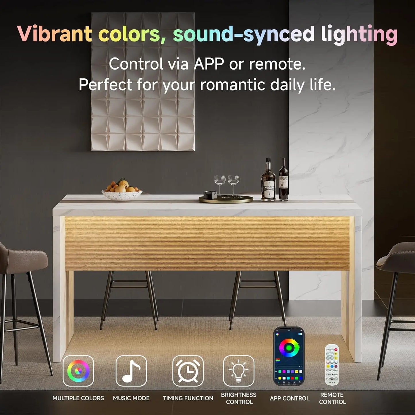 GUOHE Modern Kitchen Island Dining Table With Charging Station