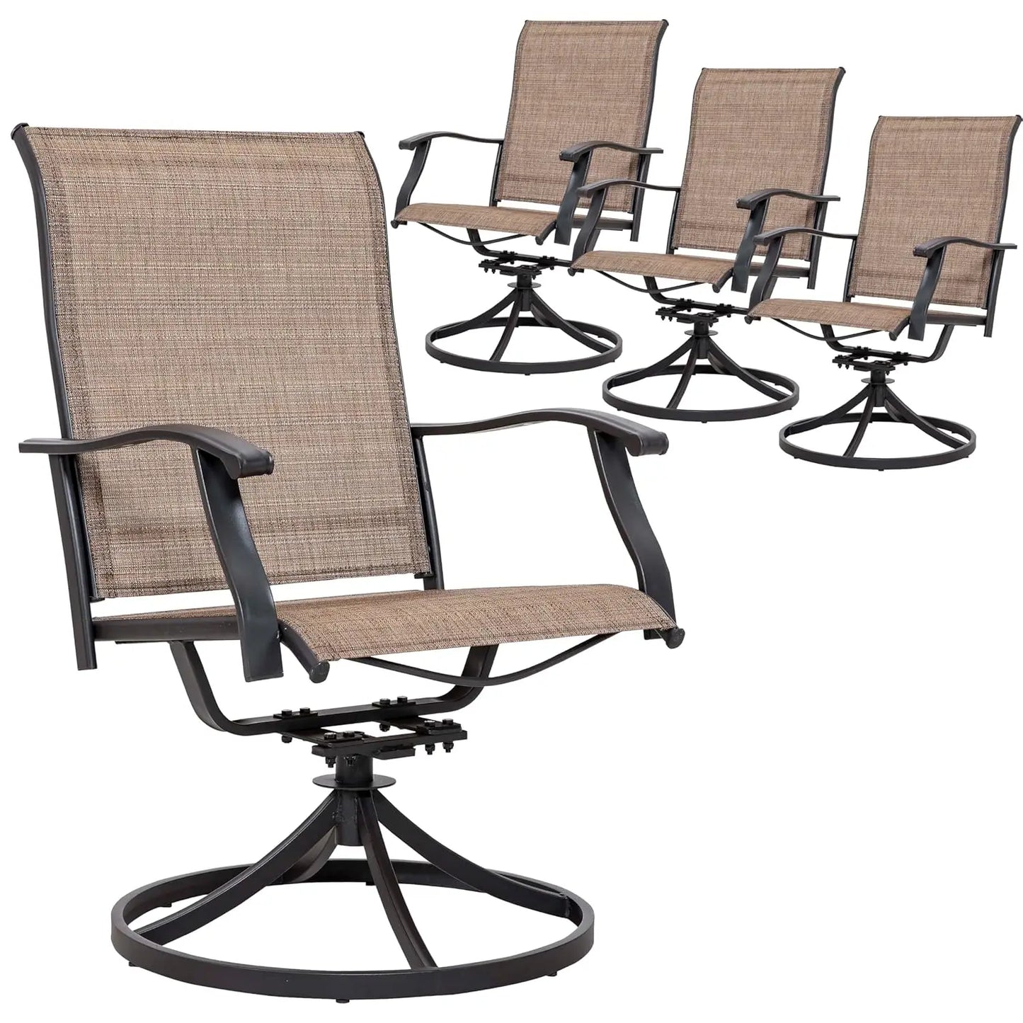 Swivel Sling Patio Dining Chairs Set of 4 All-Weather Textilene Iron Frame Outdoor Lawn Garden Backyard , Custom
