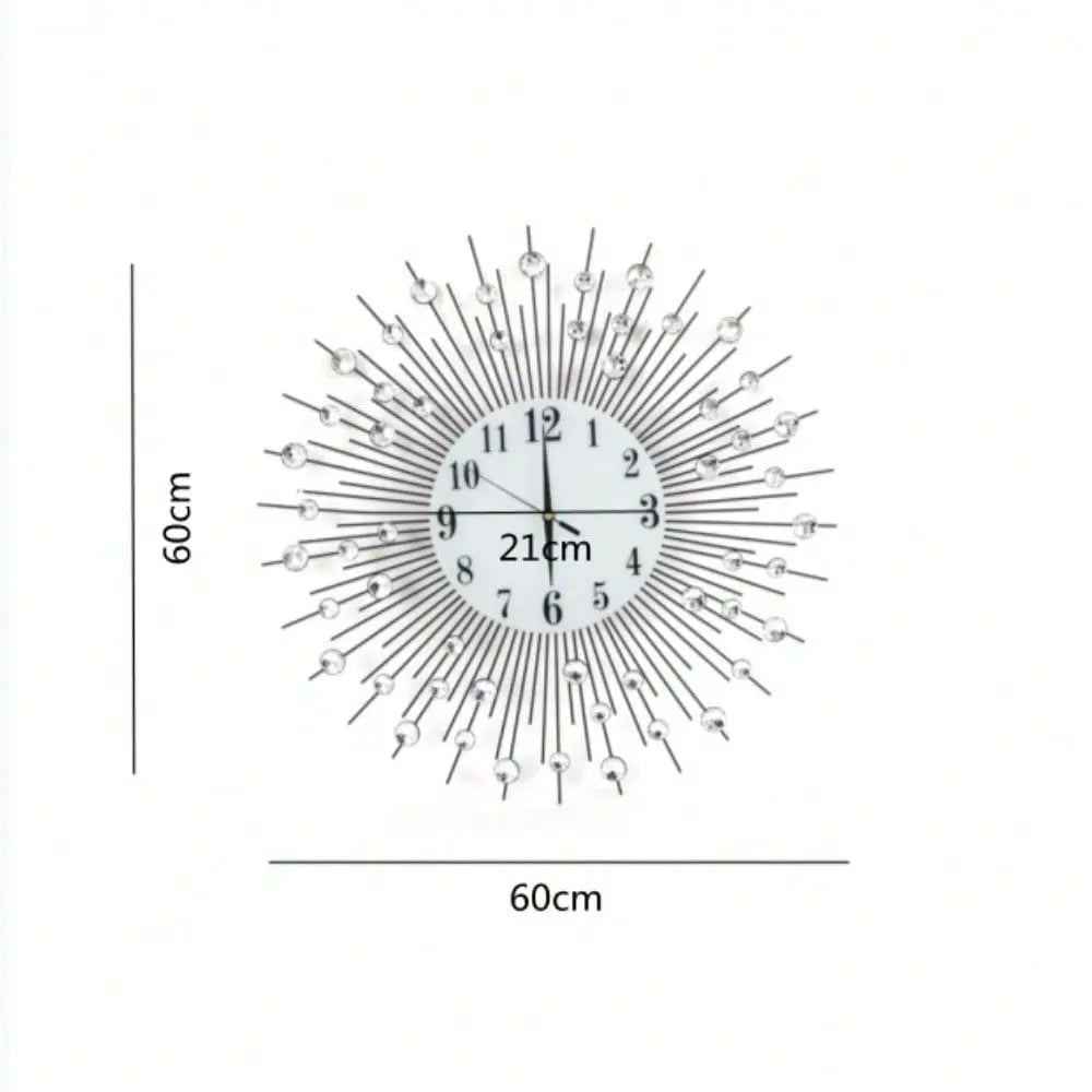Wall Clock Modern Crystal Diamond Wall Clocks 3D Luxury Flower Clock Non Ticking Silent Metal For Living Room