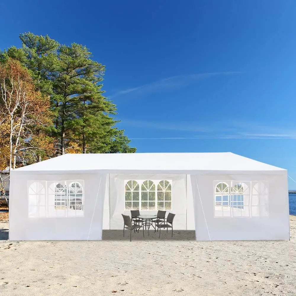 Large Outdoor Party Tent Seven-Sided Iron e Pe abric Party Tent Sunshade and Rain Shelter Gazebo Spiral Tube Contion Suitable or